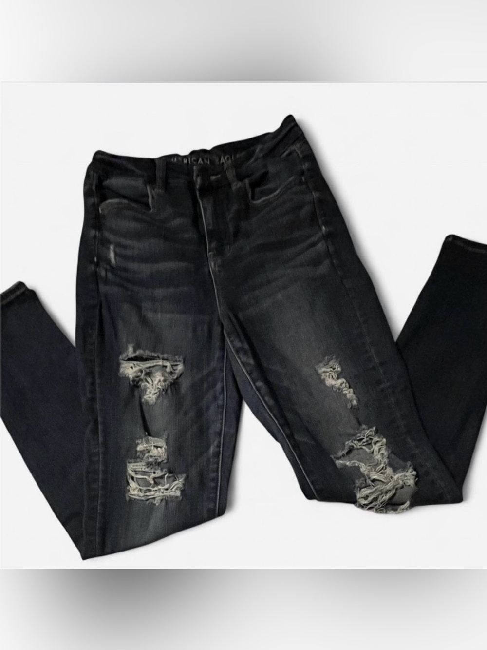 American Eagle Outfitters Dark Distressed Skinny Jeans, Sz 4 Regular